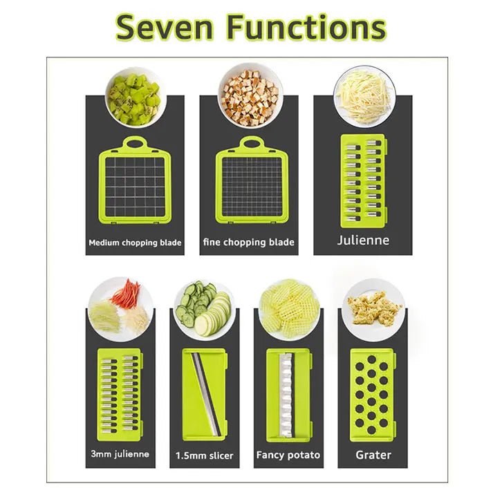 Picador de Legumes Multifuncional Manual com Fatiador e Ralador para Queijo, Batatas, Cebolas e Frutas